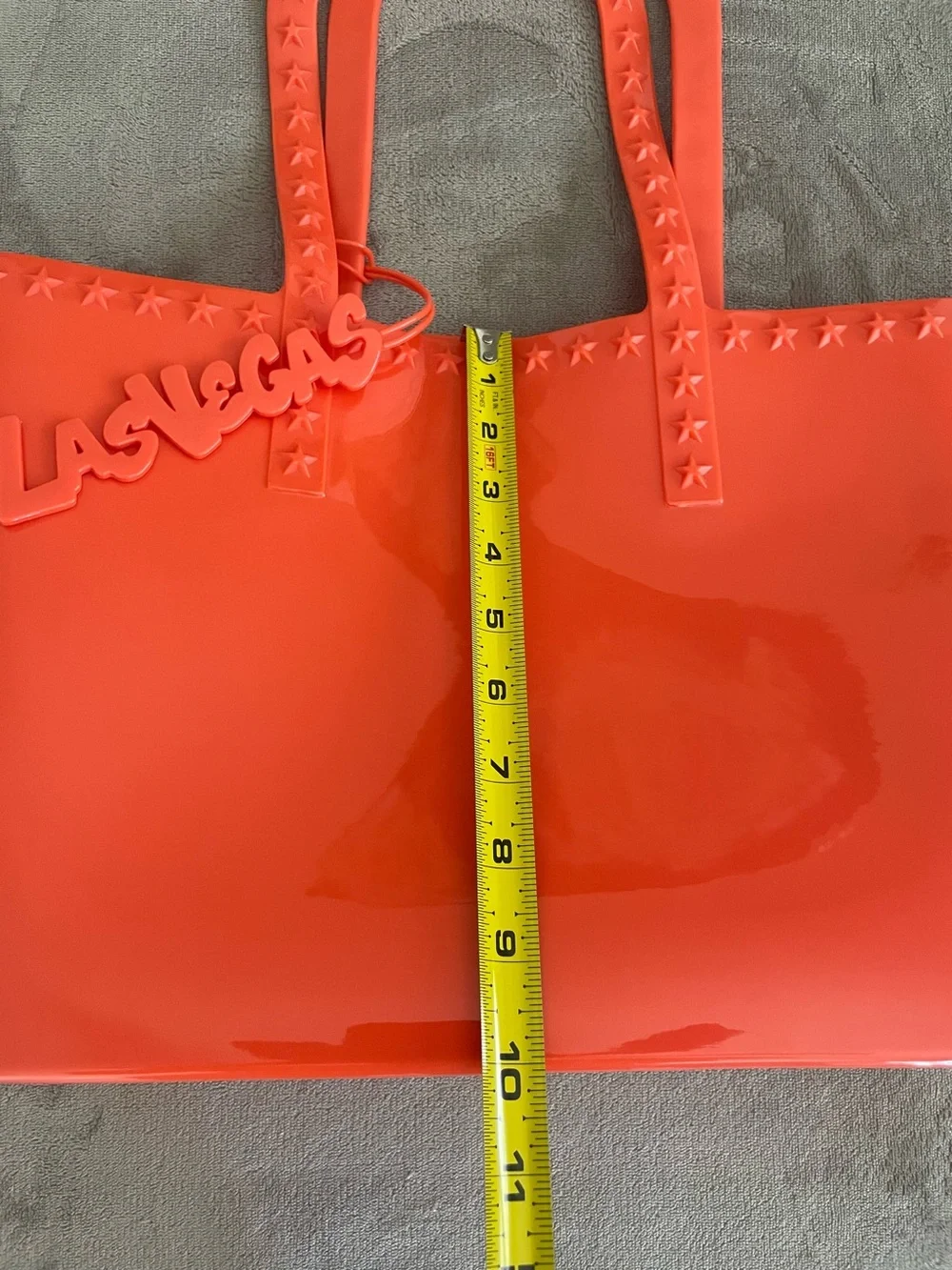 Carmen Sol Italy Studded Jelly Tote Bag Neon Orange Las Vegas Mid Size
